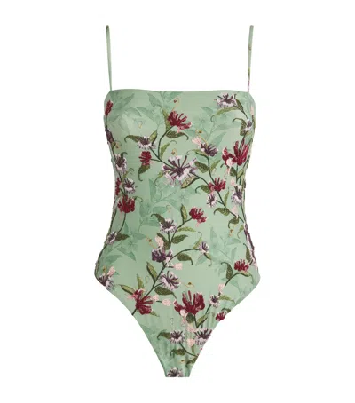Agua By Agua Bendita Embroidered Floral Durzano Swimsuit In Multicolor