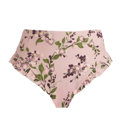 Agua By Agua Bendita Embroidered Floral Jengibre Bikini Bottoms In Gray