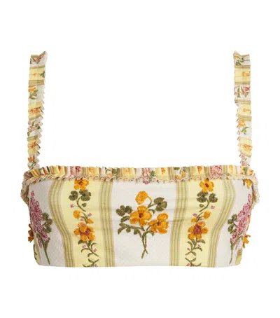 Agua By Agua Bendita Embroidered Olmo Cordillera Bikini Top In Gold