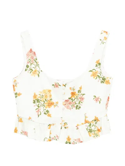 Agua By Agua Bendita Eslabon Cordillera Floral-print Corset Top In White