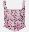 Agua By Agua Bendita Eslabon Floral Embroidered Linen Top In Wisteria