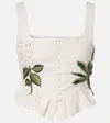 Agua By Agua Bendita Eslabon Embroidered Linen Top In White