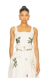 Agua By Agua Bendita Eslabon Embroidered Linen Top In White