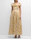 Agua By Agua Bendita Women's Espliego Bisuteria Floral Frill Off-the-shoulder Maxi Dress In Multi