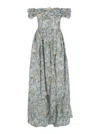 Agua By Agua Bendita Espliego Off-the-shoulder Linen Maxi Dress In Blue