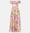 Agua By Agua Bendita Espliego Floral Linen Maxi Dress