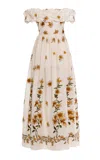 Agua By Agua Bendita Espliego Promesa Embroidered Linen Maxi Dress In Multi