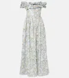 Agua By Agua Bendita Espliego Ruffled Floral Linen Maxi Dress In Soledad