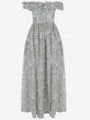 Agua By Agua Bendita Espliego Off-the-shoulder Linen Maxi Dress