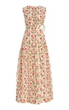 Agua By Agua Bendita Exclusvie Otoño Cutout Floral Cotton Maxi Dress