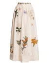 Agua By Agua Bendita Tangelo Embroidered Linen Maxi Skirt In Neutral