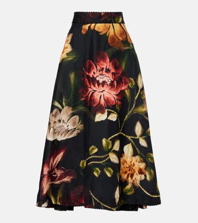 Agua By Agua Bendita Floral Linen Maxi Skirt In Multi