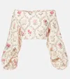 Agua By Agua Bendita Floral Linen Top In Orquidea