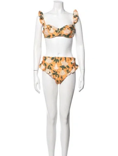 Pre-owned Agua By Agua Bendita Floral Print Bikini In Pink