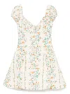 Agua By Agua Bendita Mati Chinesis Floral-print Pleated Cotton Mini Dress In Cream