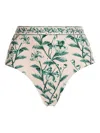 Agua By Agua Bendita Floral-print High-waist Bikini Bottoms In Green