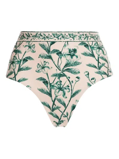 Agua By Agua Bendita Floral-print High-waist Bikini Bottoms