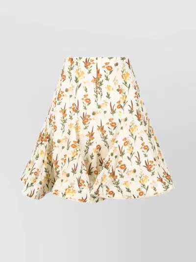 Agua By Agua Bendita Cerezo Clementina Crochet-trimmed Floral-print Linen Mini Skirt In Ecru