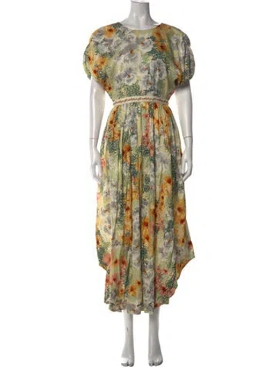 Pre-owned Agua By Agua Bendita Floral Print Long Dress In Multi