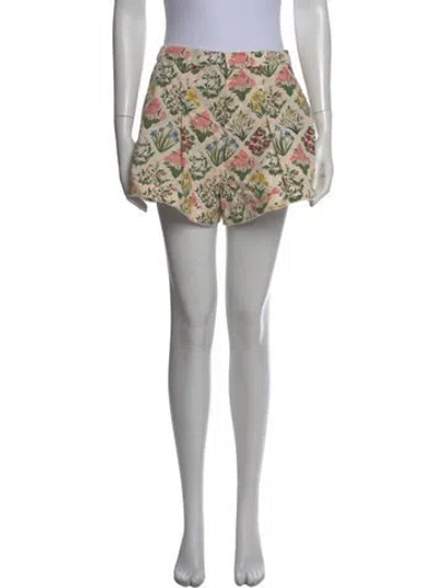 Pre-owned Agua By Agua Bendita Floral Print Mini Shorts In Neutral