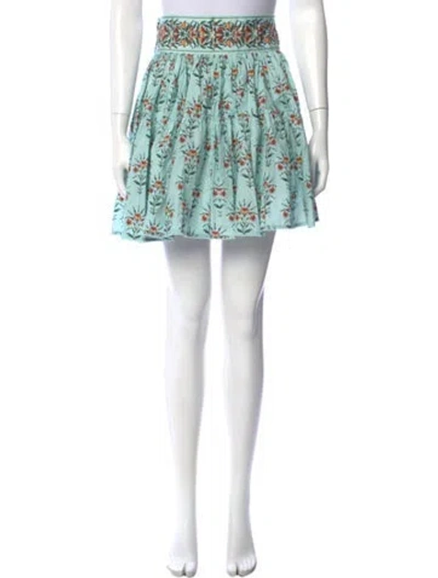 Pre-owned Agua By Agua Bendita Floral Print Mini Skirt W/ Tags In Blue