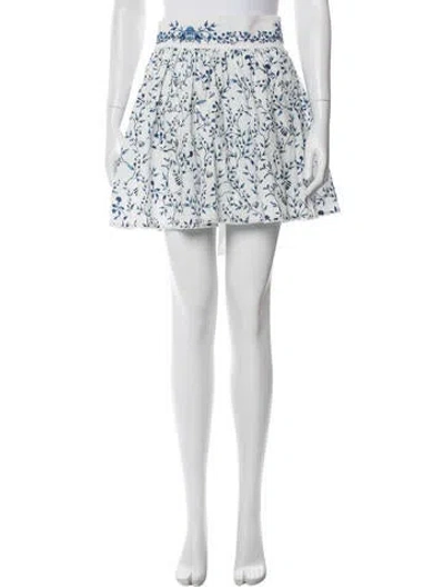 Pre-owned Agua By Agua Bendita Floral Print Mini Skirt In White