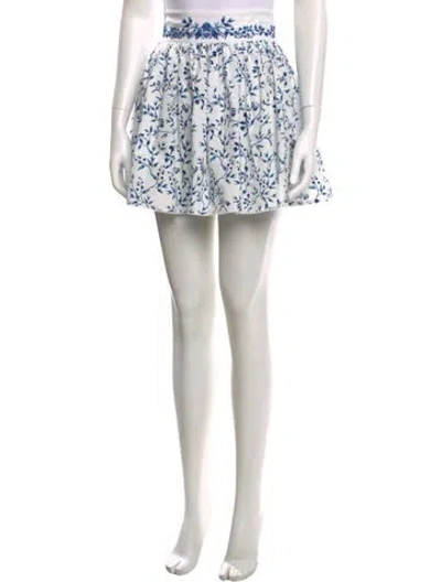 Pre-owned Agua By Agua Bendita Floral Print Mini Skirt In White