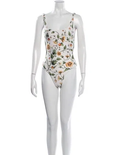 Pre-owned Agua By Agua Bendita Floral Print One-piece W/ Tags In Neutrals