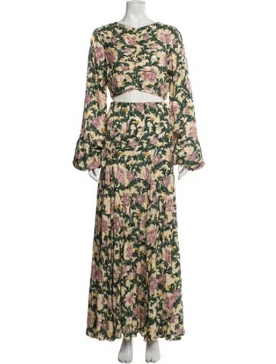 Pre-owned Agua By Agua Bendita Floral Print Pant Set W/ Tags In Multi