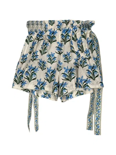 Pre-owned Agua By Agua Bendita Floral-print High-waisted Shorts In Neutrals