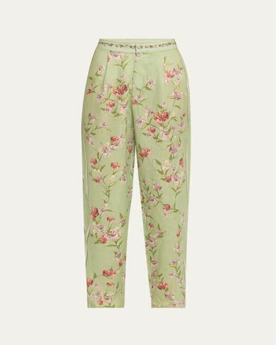 Agua By Agua Bendita Florecer Honeysuckle Linen Pants In Multicolor