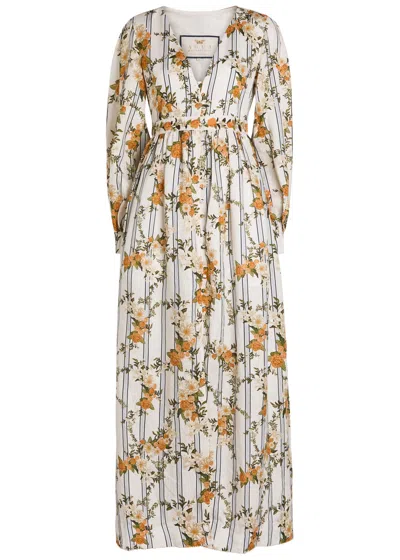 Agua By Agua Bendita Frambuesa Floral-print Linen Maxi Dress In Multi