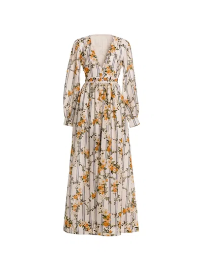 Agua By Agua Bendita Frambuesa Valle Embroidered Linen Maxi Dress In Neutrals