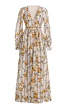 Agua By Agua Bendita Frambuesa Valle Printed Linen Maxi Dress In Multi