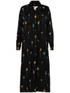 Agua By Agua Bendita Frida Ornamento Printed Maxi Shirt Dress In Black
