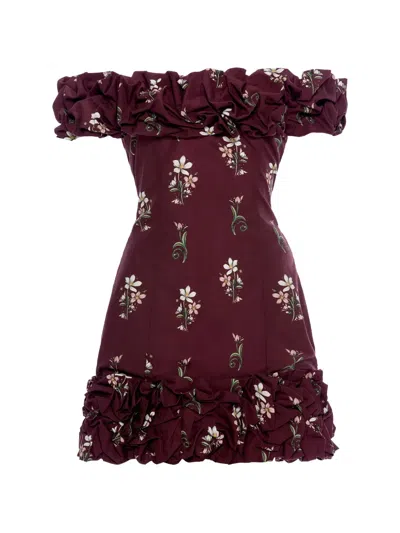 Agua By Agua Bendita Jardin Noche Mini Dress In Burgundy