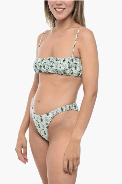 Agua By Agua Bendita Gathered Bikini Set With Bandeau Top In Green