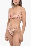 Agua By Agua Bendita Gathered Eneldo Frutal Bikini Set With Bandeau Top In Pink