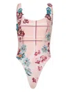 Agua By Agua Bendita Gema Prado Floral-appliqué Swimsuit In Pink