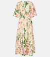Agua By Agua Bendita Gesto Floral Linen Maxi Dress In Multicoloured