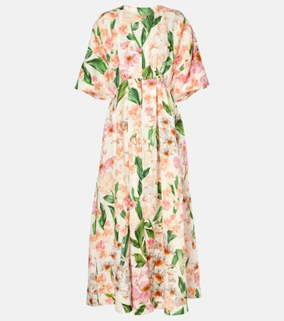 Agua By Agua Bendita Gesto Floral Linen Maxi Dress In Jardinera
