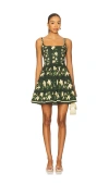 Agua By Agua Bendita Granadilla Tiered Floral-print Cotton-blend Mini Dress In Green