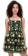 Agua By Agua Bendita Granadilla Tiered Floral-print Cotton-blend Mini Dress In Green