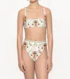 Agua By Agua Bendita Gualanday Remedios Hand Embroidered Bikini Bottom In Off White-green-red In Multi