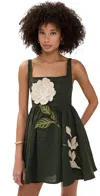 Agua By Agua Bendita Hierbabuena Gardenia Embroidered Linen Mini Dress In Multicolor