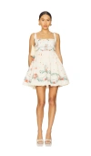 Agua By Agua Bendita Hierbabuena Mosqueta Gathered Floral-print Cotton-poplin Mini Dress In Multicolor