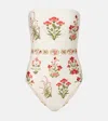 Agua By Agua Bendita Illusion Floral Strapless Swimsuit
