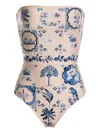 Agua By Agua Bendita Ilusion Printed Strapless One-piece Bathing Suit In Multi