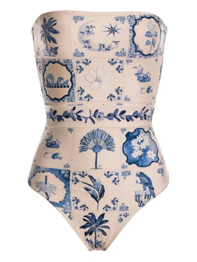 Agua By Agua Bendita Ilusión Wild Strapless Patterned Swimsuit