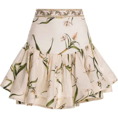 Agua By Agua Bendita Jacarina Printed Linen Miniskirt In Multi